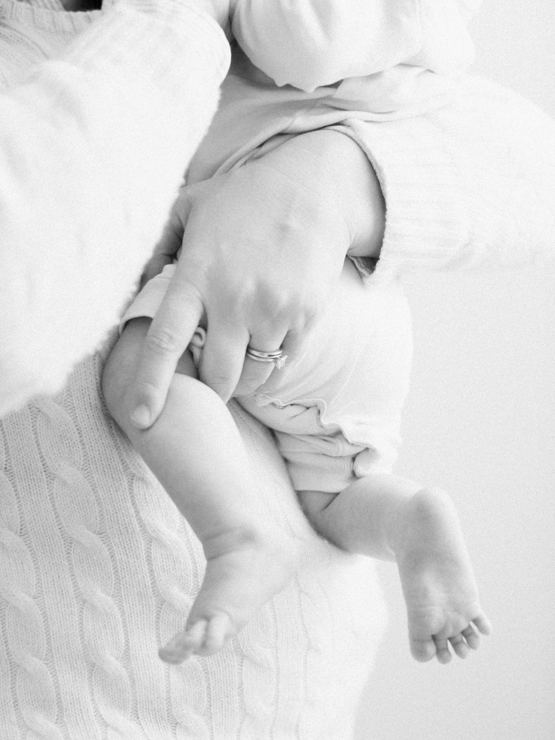 Black and white baby feet