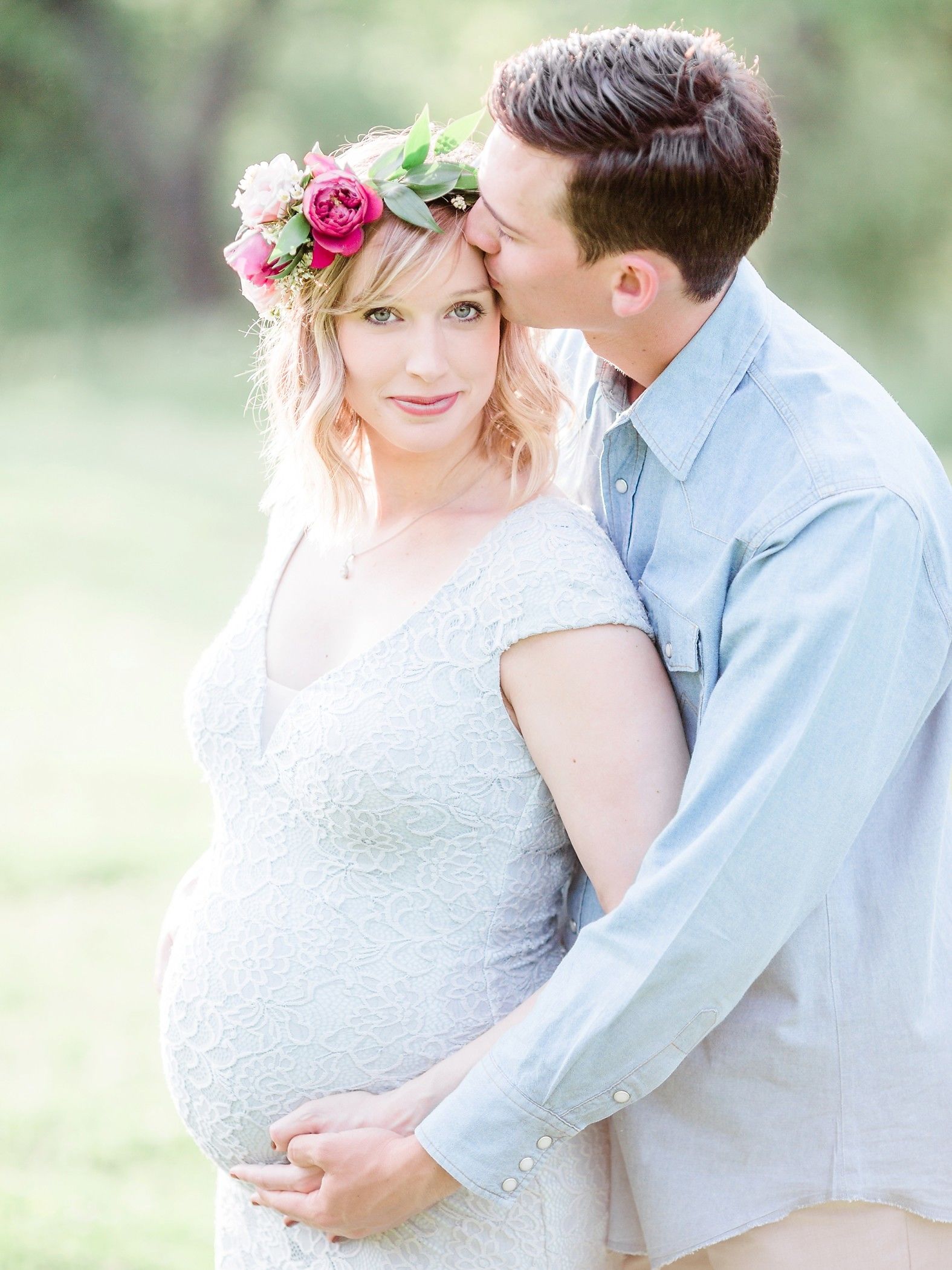 Flower crown maternity photo