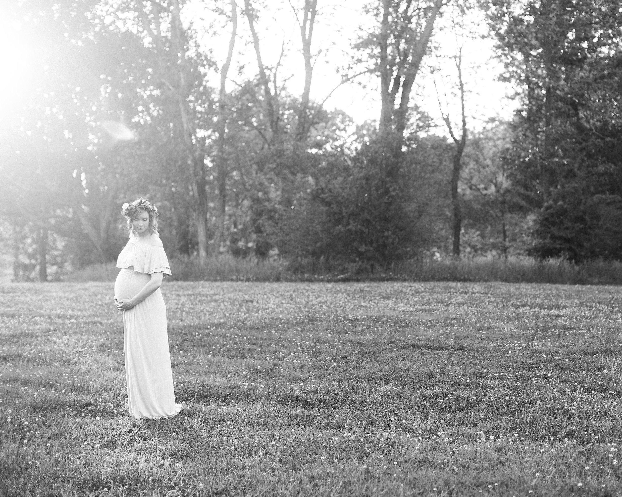 Maternity session in long flowy dress