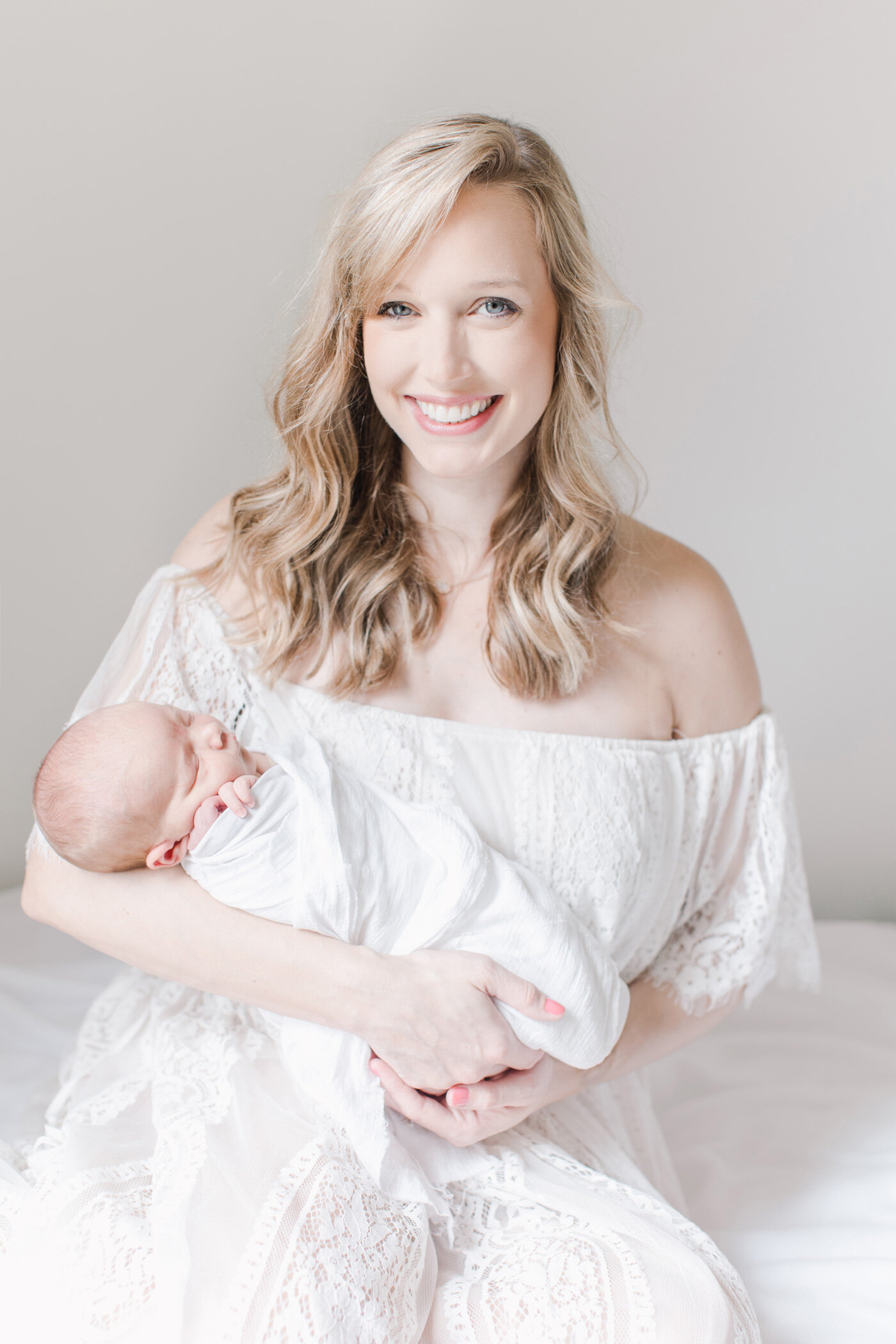 classic newborn portrait mom with baby